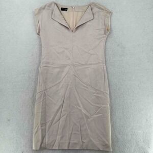Emporio Armani Women's Pink Cap Sleeves Straight Dress V Neck Zipper Size 40